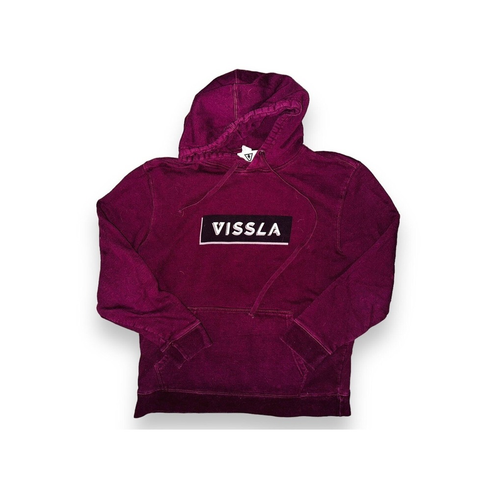 O1 Vissla Mens Pullover‎ Hoodie Maroon Burgundy Front Graphics from Tillys Large